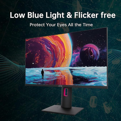 KTC 27" 4K UHD 144Hz Gaming Monitor - Fast IPS Panel 160Hz 1ms GTG, HDR400 132% sRGB, HDMI2.1/DP1.4, VESA Mount, Height/Tilt/Pivot/Swivel Stand, Vertical Monitor Ideal for Gamers, Designers
