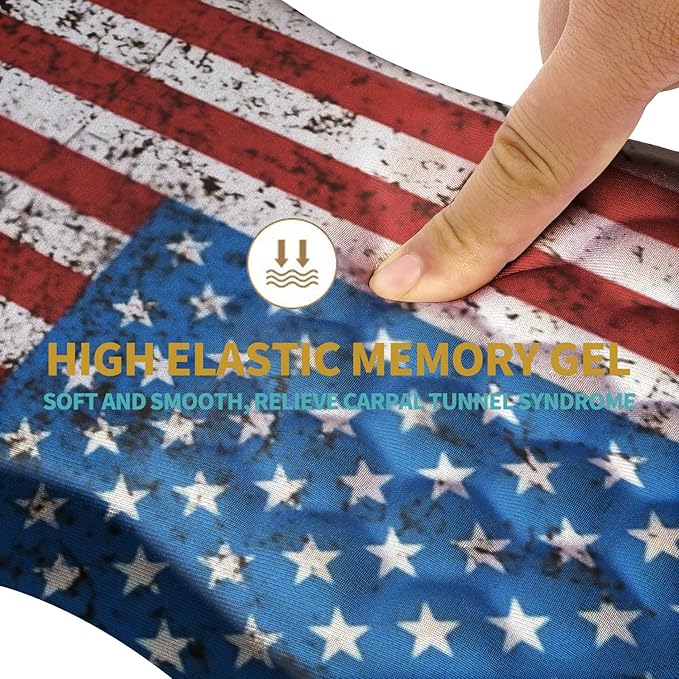 Hokafenle Ergonomic Mouse Pad Wrist Support with Massage Design, Wrist Rest Pain Relief Mousepad with Memory Foam&Non-Slip PU Base, Mouse Pads for Wireless Mouse & Desk (12x8 inch,USA Flag)