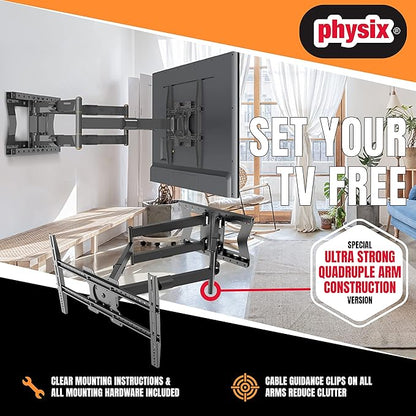 Physix 4100 Long Arm TV Wall Mount for 32-85 inch Screens Extra Long Extension Up to 40 Inch Heavy-Duty TV Mount Holds up to 120 lbs Full-Motion, Swivels Up to 180° Max. VESA 600x400