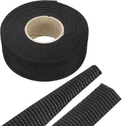 MECCANIXITY Braided Cable Sleeves Heat Shrinkable Fabric Sleeving, 1 1/4" 40ft Black 2:1 Ratio Heat Shrinkable Cord Protector for Harness Cable, Network Cable Protection, Cable Management