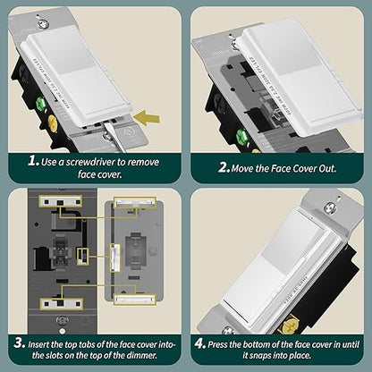 TOPGREENER Digital Dimmer Paddle Light Switch for Dimmable 300W LED/CFL Lights, Single Pole/3-Way, Modern Upgrade,LED Slide Dimmer, Wall Plate Included, UL Listed, White,10 Pack