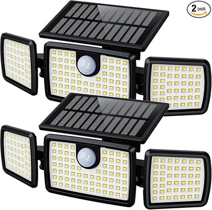 MIHANI Solar Flood Lights Outdoor, 2500LM Motion Sensor Security Lights with 270° Wide Angle, IP67 Waterproof, 3 Heads Solar Outdoor Lights for Patio, Yard, House, Garage (Non-Remote, 2 Pack)