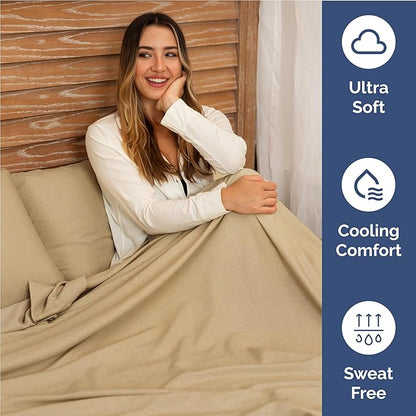 Full Size 4 Piece Sheet Set - Comfy Breathable & Cooling Bed Sheets Set - Hotel Luxury Bedding for Women, Men, Kids, Teens, Boys & Girls - Deep Pockets, Soft & Wrinkle Free - Tan (Heathered Sheets)