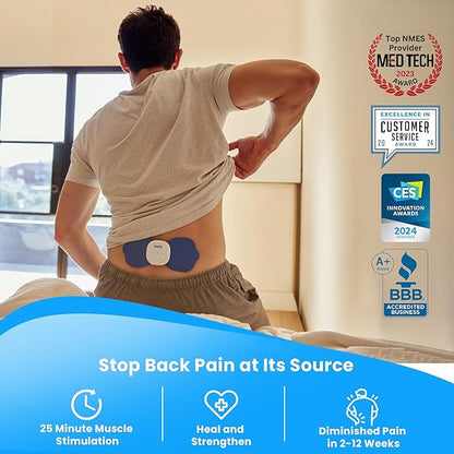 NeuroMD: Corrective Therapy Device for Back Pain - NMES Wireless Electrode Pads | Muscle Stimulator for Pain Relief | 2 Studied Modes for Back Pain, Muscle Strengthening & Sciatica