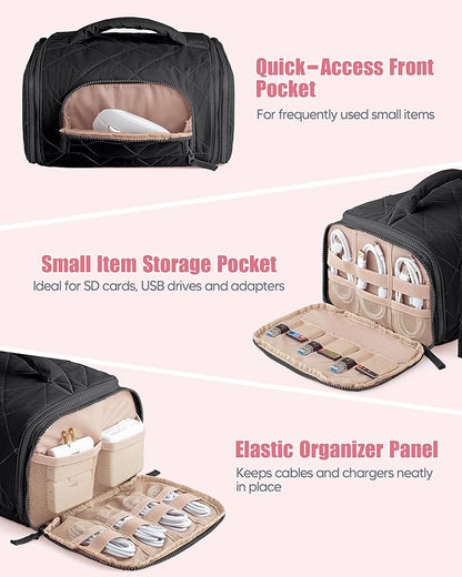 Cable Organizer Bag, Travel Cord & Charger Organizer Pouch for Tech Accessories & Electronics, Home Storage, Black