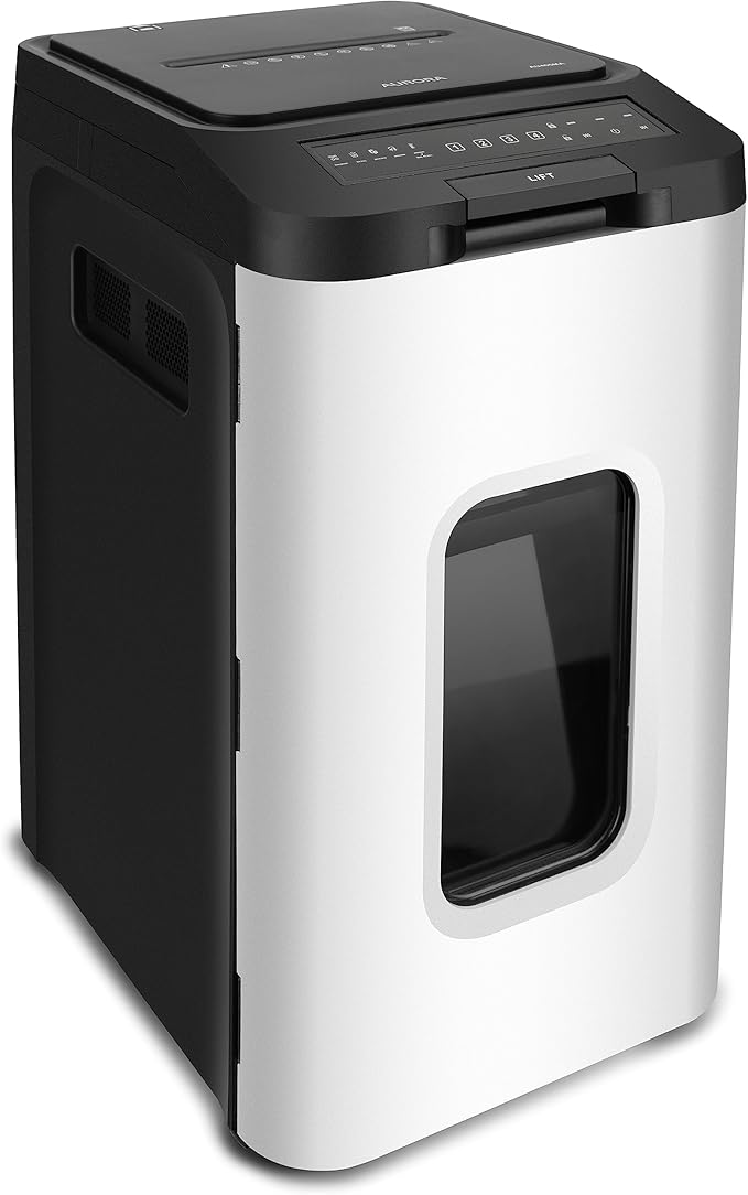 Aurora Commercial Grade 400-Sheet Auto Feed High-Security Micro-Cut Paper Shredder/ 240 Minutes/Security Level P-5