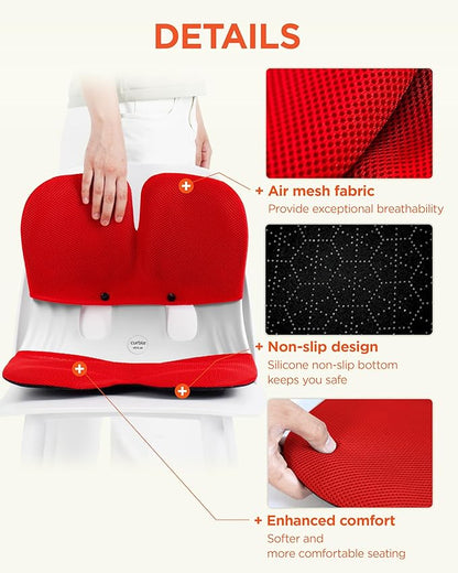 curble Grand Cover, Detachable Cover for Adult Chair, Ergonomic Chair Back Support and Lumbar Support (Red)