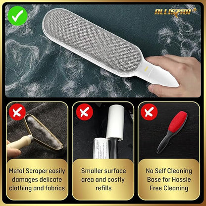 Lint Brush, Pet Hair Remover, Lint Remover for Clothes, Sofa, Carpets, Car Seats. Cat Hair Remover. Dog Hair Remover Laundry. Double-Sided. Reusable. Self-Cleaning Base. ALLISTAR (Snow Peak White)