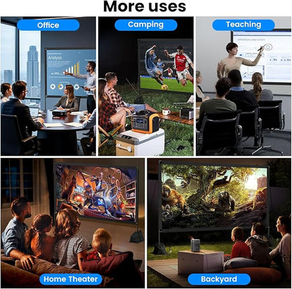 120inch Outdoor Projector Screen with Stand: 16:9 4K HD Portable Projector Screen Outdoor Indoor - Front/Rear Movie Screen with Carry Bag, Sandbag - Projection Screen for Backyard, Camping, Theater