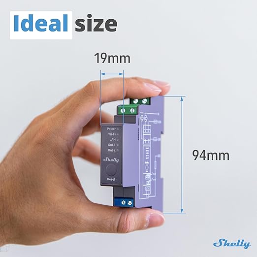 Shelly Pro 2 | Wi-Fi & LAN, 2-Channel Smart Relay | Home & Facility Automation | Compatible with Alexa & Google Home | iOS Android App | Lights Automation | Controller for Motorized Valve