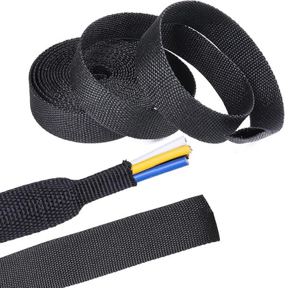 Sonoreboom 2 in 1 Heat Shrink Braided Sleeving Fabric Tubing-Ideal fit Irregular Shape Hose/Cable/Wire (1/2"(12mm), 14FT)