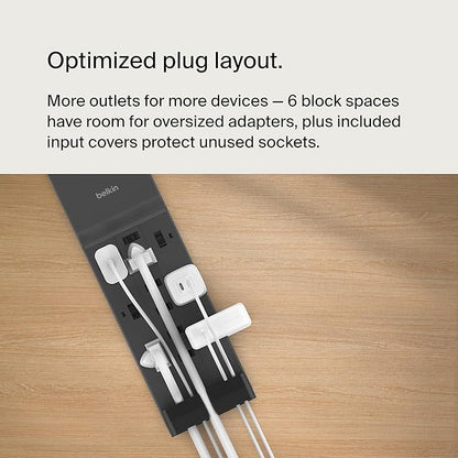 Belkin 12-Outlet Surge Protector Power Strip w/ 12 AC Outlets & 8ft Flat Plug, UL-Listed Heavy-Duty Extension Cord for Home, Office, Travel, Computer, Laptop, Charger - 3,940 Joules, Pack of 3