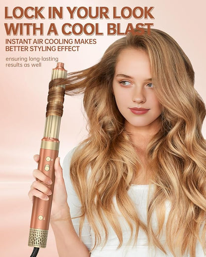 [Dual Voltage] webeauty 6 in 1 Hot Air Styler, High-Speed Negative Ionic Hair Dryer with Auto Curlers, Professional Blow Dryer Brush, Diffuser, Volumizer Multiple Styling, No Heat Damage