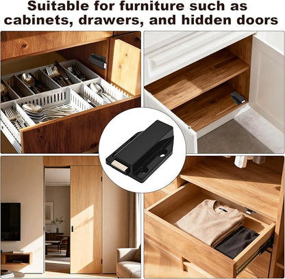 4 Pack Magnetic Push Latch,Heavy Duty Magnetic Touch Latch,for Push to Open Cabinet or Kitchen Drawer, Kitchen Door,on Strong Pop Out (White - 2.7 inch, 4 Pack)