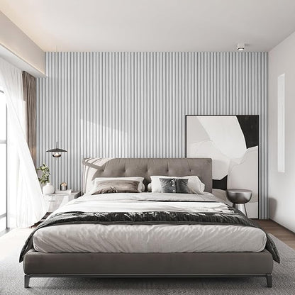 Art3d Slat Wall Panels, WPC Soundproof 3D Wall Paneling for Interior Wall Decor, TV Background, 8-Pack 96 x 6 in. Off-White