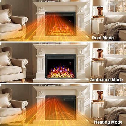 23.6 Inch Electric Fireplace Insert, Recessed Electric Fireplace Heater with Adjustable Brightness, Weekly Timer, Remote Control, Overheat Protection, 750/1500W