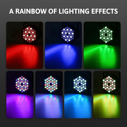 CO-Z 36 LED Stage Lights, RGB Par Lights with Remote Control, DMX Controller Compatible, DJ Lights Stage Lighting Indoor for Christmas Halloween Party, 4 Pack