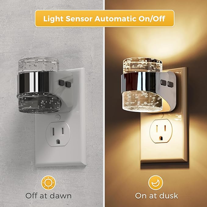 L LOHAS LED 2 Pack 3CCT Night Lights Plug into Wall, 3000K/4000k/5000K Adjustable Color Temperature Night Light,Bubble Nightlight with Dusk to Dawn Sensor for Rooms Bathroom Hallway