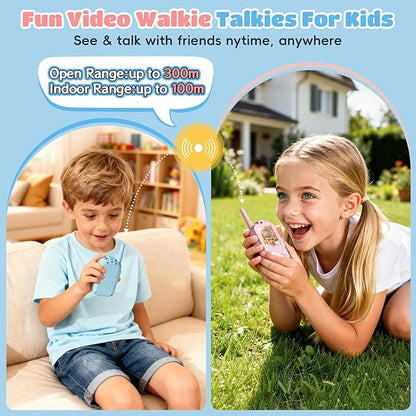 Video Walkie Talkies for Kids – Kids Walkie Talkies 2 Pack with Voice Changer, 1000 Feet Range, Fun Toys for Indoor Play, Camping, Hiking, Travel – Birthday for Boys and Girls Ages 3-10
