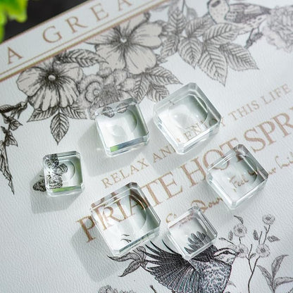 ZEERSHEE 6 Pack Square Crystal Display Bases for 3D Laser Balls 6pcs Glass Stands for Crystals Resin Acrylic Art Home Decoration