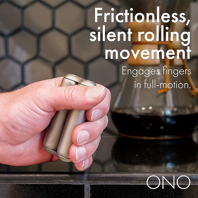ONO Roller - Handheld Fidget Toy for Adults | Help Relieve Stress, Anxiety, Tension | Promotes Focus, Clarity | Compact, Portable Design (Natural, Full Size - Titanium)