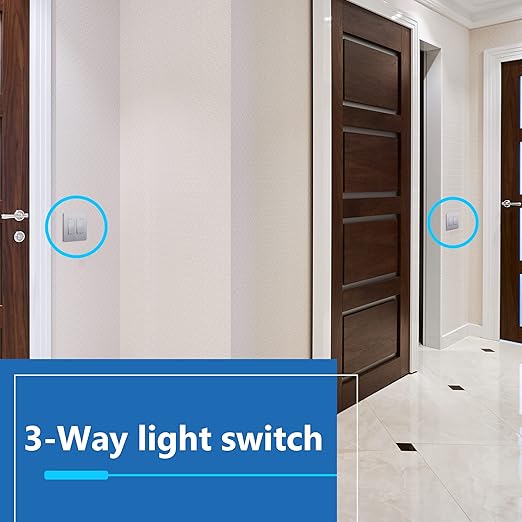 LIDER Minimalist Design Matte Finish Lighted Decorator Switch, Frameless Paddle Light Switch with Locator Light, Grounding Screw, 3-Way or Single Pole, 15A 120V, UL Listed, LS15-3W-SV, Silver