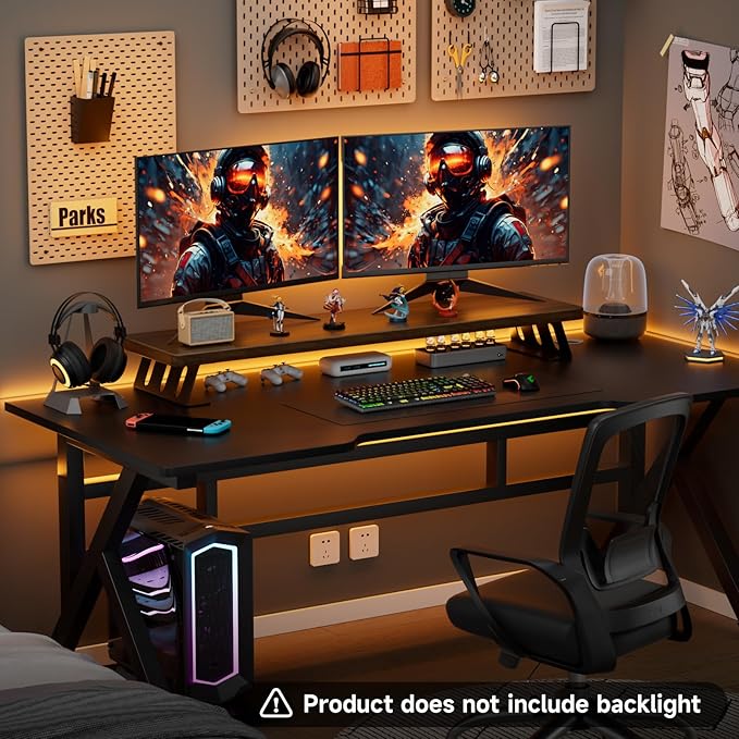 NestNeat Dual Monitor Stand Riser, 39 Inch Large Wood Monitor Stands for 2 Monitors, Desk Monitor Riser for Computer/Laptop/Printer/TV, Stand Riser up to 220 lbs