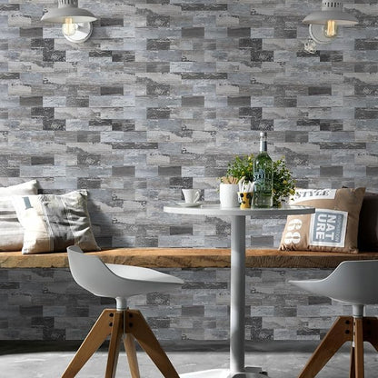Vamos Tile 100-Piece Peel and Stick Backsplash Seamless Tile,3''x6'' Distressed Wood PVC Subway Tile,Stick on Backsplash for Kitchen/Bathroom/Laundry Room