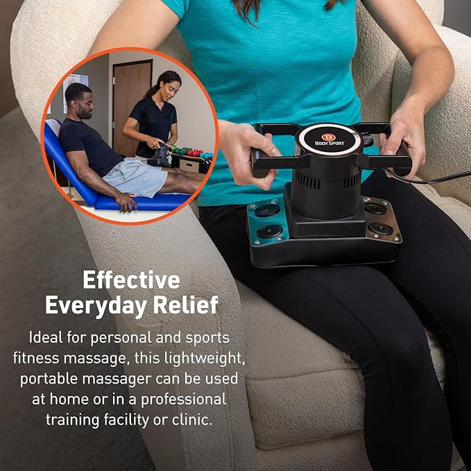 Body Sport Therapeutic Variable Speed Professional Vibrating Massager for Pain & Aching Muscle Relief – High-Powered, Effective, Chiropractic Myofascial Release Tool & Trigger Point Therapy