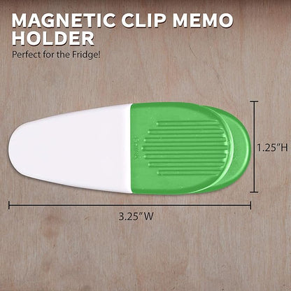 10 Magnetic Memo Holders Set - Large Clip, Plastic - White Green