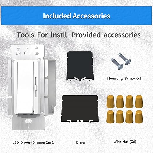 Dimmer and Driver Switch in one, AC160W (80W*2) ON/Off Output Voltage: 24V +/-0.5V, UL, FCC, CE Class 2 Driver and dimmer Switch 2 in 1, UL Listed, Class 2 (24V 160W)