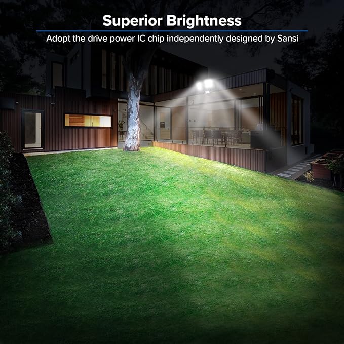 SANSI 36W 3600LM LED Motion Sensor Outdoor Light, 50,000 Hrs Lifespan Security Light, 350W Equiv 5000K Dusk to Dawn IP65 Flood Light, Super Bright for Backyard, Bright Series Black Motion Sensor Light