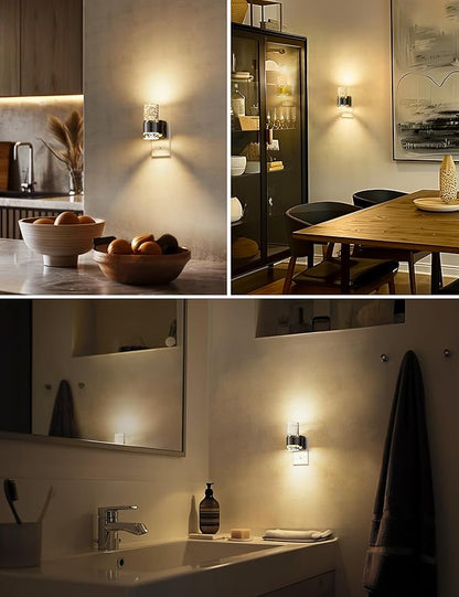 Night Lights Plug into Wall, Dimmable Night Light with Dusk to Dawn Sensor, Acrylic Night Light with Warm Light 3000K, Wall Sconce-Style Design Nightlight for Hallway, Bathroom, 1-Pack