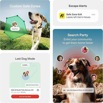 New Fi Series 3+ Smart Dog Tracker Collar [12 Month Membership Included] GPS Tracker for Dogs with Health & Behavior Monitoring, Escape Alerts, Waterproof, LED, Apple Watch Compatible (Pink, Large)