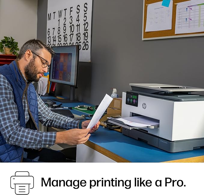 HP OfficeJet Pro 9135e Wireless All-in-One Color Inkjet Printer, Print, scan, copy, fax, ADF, Duplex printing best-for-office, 3 month Instant Ink trial included, AI-enabled (404M0A)