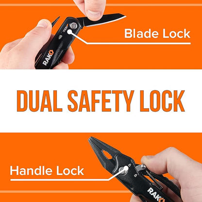 RAK Pro Tools Pliers Multitool - Cool Unique Gifts For Dads Who Have Everything - Compact DIY Survival Multi Tool Gift for Men, Husband, Handyman - Backpacking & Camping Accessories
