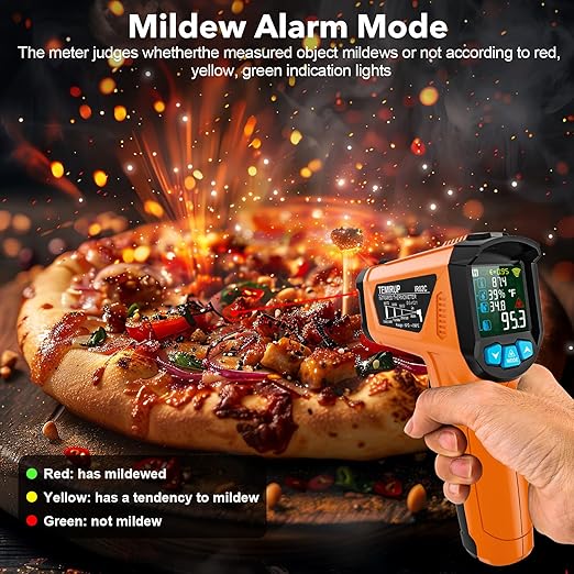 Infrared Thermometer Gun, TEMIRUP Digital Laser Temperature Gun, -58°F to 1472°F, Non Contact IR Temp Gun with Color LCD for Industrial, Cooking, Griddle, Engine, HVAC,Adjustable Emissivity & Humidity