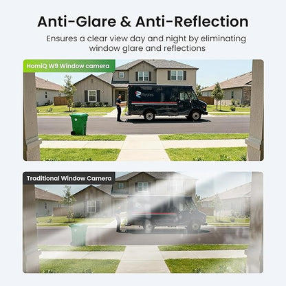 HOMIQ LIFE Window Security Camera 3MP 2K, Indoor WiFi Cameras 2.4GHz/5GHz with Colorvue AI Color Night Vision, Person Detection with Auto-Focus, 24/7 Recording Compatible with Alexa & Google Home