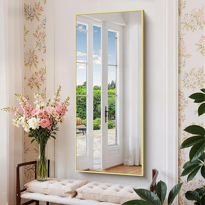 Gold Bathroom Mirror for Wall, 20x48 Inch Rectangle Mirror with Metal Frame, Modern Vanity Mirrors for Bathroom Living Room, Entryway Hangs Horizontal or Vertical