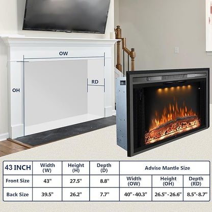 Trim Kit Designed for 43" Electric Fireplace Insert, Black