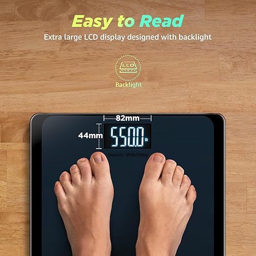 550lb Bathroom Digital Scale for Body Weight with Ultra-Wide Platform and Large LCD Display, Accurate High Precision Scale with Extra-High Capacity