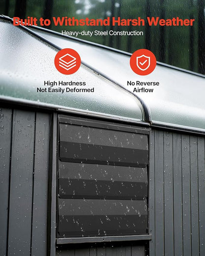 VEVOR 10 inch Shutter Exhaust Fan, Wall Mounted Attic Vent Fan with Smart Programming Variable Speed Temperature Control, 1000 CFM,EC Motor,Timer, for Shed,Garage,Greenhouse Ventilation Cooling,Black