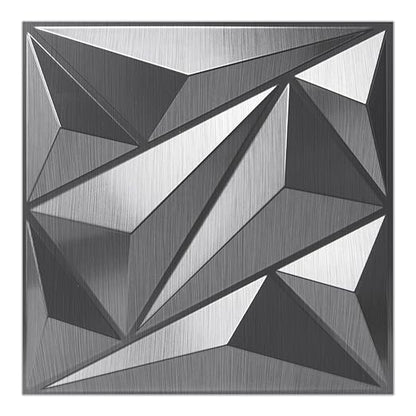 Art3dwallpanels 33 Pack 3D Wall Panel Diamond for Interior Wall Décor, PVC Textured Wall Panels, 12''x12'' Cover 32.Sq.Ft. Silver