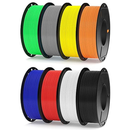 ELEGOO 250g PLA 3D Printer Filament Bundle 1.75mm, 8 Colors Dimensional Accuracy +/- 0.02mm, 8 Pack 250g Spool for Most FDM 3D Printer, Black/White/Red/Dark Blue/Gray/Yellow/Orange/Neon Green