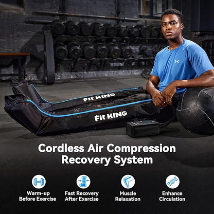FIT KING Upgraded Cordless Recovery System, Professional Air Compression Massager, Reduces Muscle Pain and Improves Circulation, Warm-up and Fast Recovery for Athletes, Zone Massage Optional (Medium)