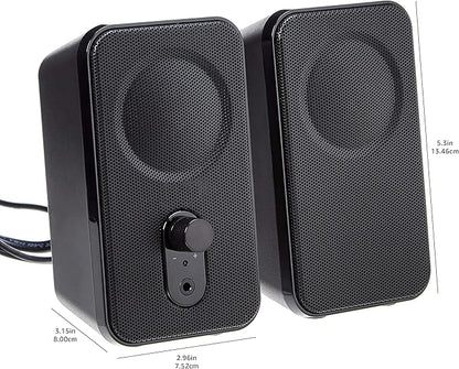 Amazon Basics Computer Speakers for Desktop or Laptop PC, AC-Powered (US Version), Black