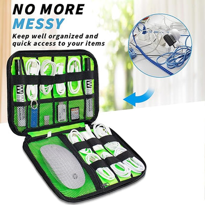 Electronics Organizer,Travel Cord Organizer Pouch, Portable Cable Organizer Bags,Travel Electronic Accessories Storage Case for Cables, Cords, Charger, Phone (Navy Blue)