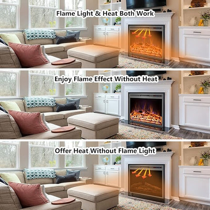 Electric Fireplace, 25" Electric Fireplace Inserts, Recessed Fireplace Heater with Remote Control, Adjustable Flame Colors, Timer&Overheating Protection, 750/1500W