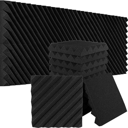 Foroomaco 12 Pack Sound Proof Foam Panels for Walls, 12x12x2 Inches Slash Style Acoustic Panels for Home Studio Acoustic Treatment (Black)