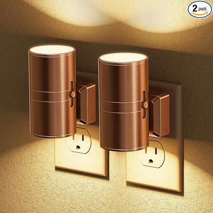 JandCase Night Light, LED Night Lights Plug into Wall, 2 Pack Automatic Nightlight with Light Sensor, 3000K Soft White 0-100LM Dimmable Modern Nightlight for Kids Bedroom Hallway